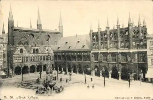 Ak Lübeck, Rathaus, Brunnen