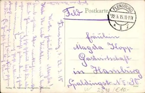 Ak Flensburg in Schleswig Holstein, Toosbuystraße, Häuserfassaden, Parkanlage