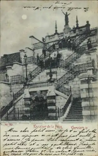 Ak Verviers Wallonia Lüttich, Parktreppe, Nacht