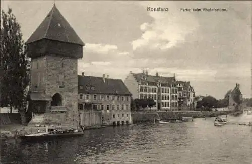 Ak Konstanz am Bodensee, Rheintorturm