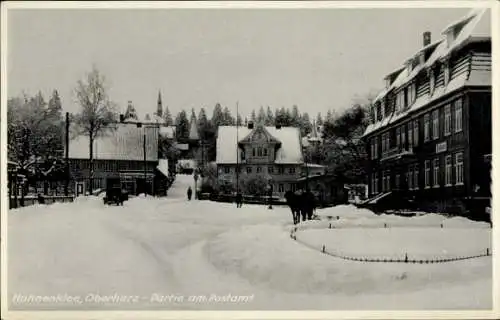 Ak Hahnenklee Bockswiese Goslar im Harz, Postamt, Winter