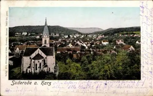 Ak Bad Suderode Quedlinburg im Harz, Gesamtansicht, Kirche
