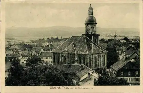 Ak Ohrdruf in Thüringen, Panorama mit St. Michaeliskirche