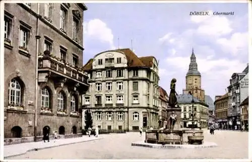 Ak Döbeln in Sachsen, Obermarkt, Brunnen