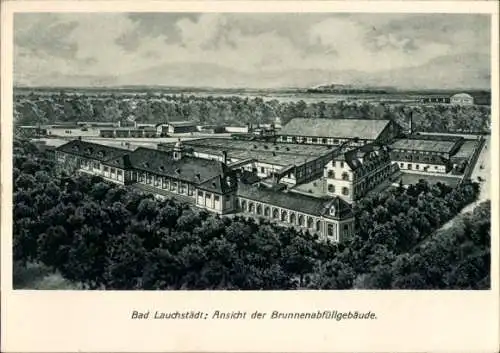 Ak Bad Lauchstädt Saalekreis, Brunnenabfüllgebäude, Panorama