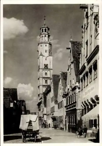 Ak Lauingen an der Donau Schwäbische Alb, Hauptstraße mit Stadtturm