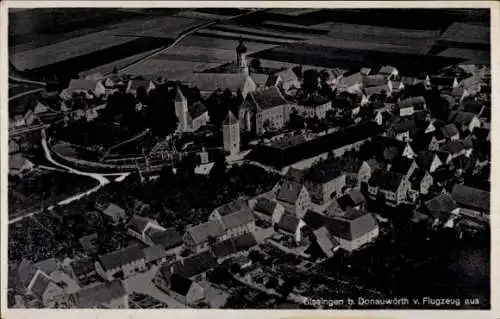 Ak Bissingen in Schwaben Bayern, Flugbild, Panorama