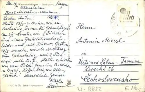 Ak Wassertrüdingen in Mittelfranken, Marktplatz