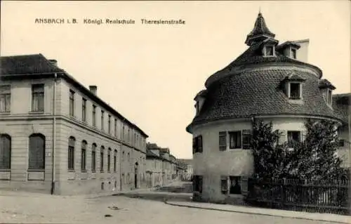 Ak Ansbach Mittelfranken, Königliche Realschule, Theresienstraße