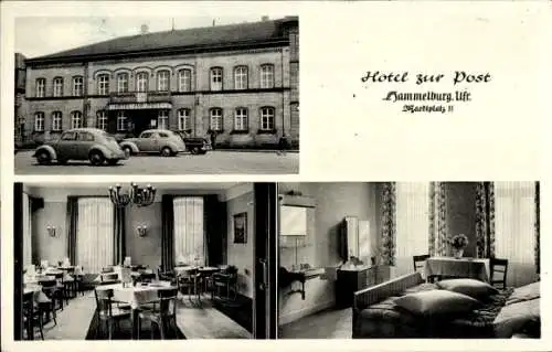 Ak Hammelburg in Unterfranken, Hotel zur Post, Inh. Fritz Heit, Marktplatz 11