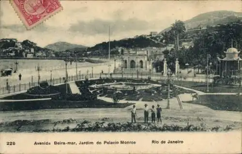 Ak Rio de Janeiro Brasilien, Avenida Beira Mar, Jardim do Palacio Monroe