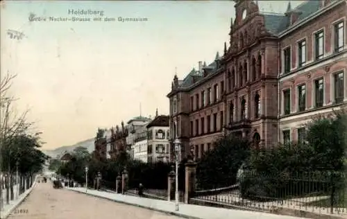 Ak Heidelberg am Neckar, Untere Neckarstraße, Gymnasium