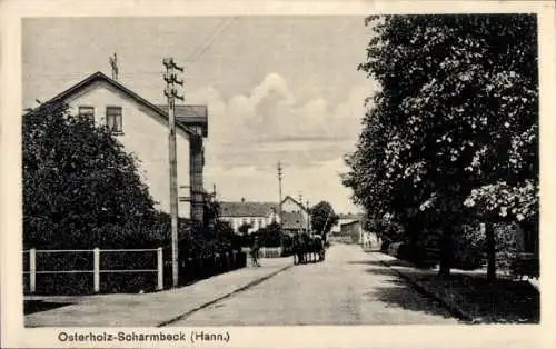 Ak Osterholz Scharmbeck in Niedersachsen, Straßenpartie mit Pferdefuhrwerk