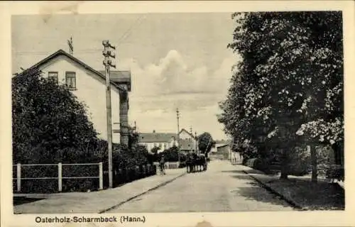 Ak Osterholz Scharmbeck in Niedersachsen, Straßenpartie mit Pferdefuhrwerk