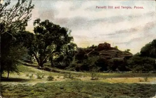 Ak Pune Poona Indien, Parvatti-Hügel, Tempel