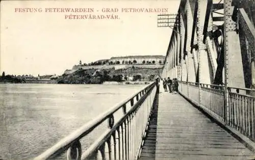 Ak Pétervárad Peterwardein Novi Sad Serbien, Festung, Brücke