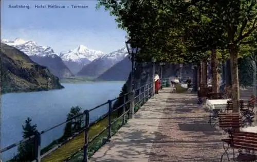 Ak Seelisberg Kanton Uri, Hotel Bellevue mit Terrasse