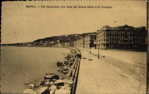 Ak Napoli Neapel Campania, Via Caracciolo con vista del Grand Hotel e di Posillipo