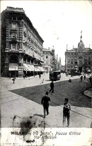 Ak Mailand Mailand Lombardei, Via Dante, Piazza Elittica, Via Mercanti