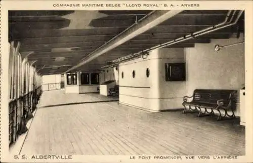 Ak Dampfer SS Albertville, Promenadendeck, Belgian Line