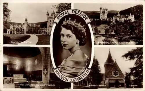 Ak Königin Elisabeth II. von England, Queen Elizabeth II., Balmoral Castle, Church