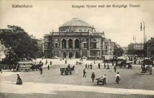 Ak Kjøbenhavn København Kopenhagen Dänemark, Kongens Nytorv mit dem Königlichen Theater