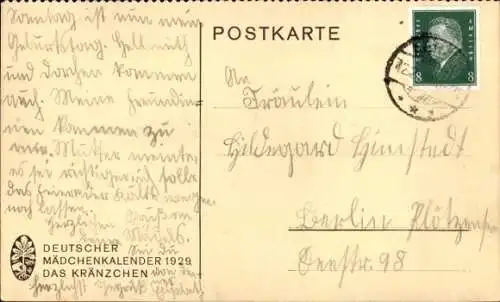 Künstler Ak Deutscher Mädchenkalender 1929, Das Kränzchen