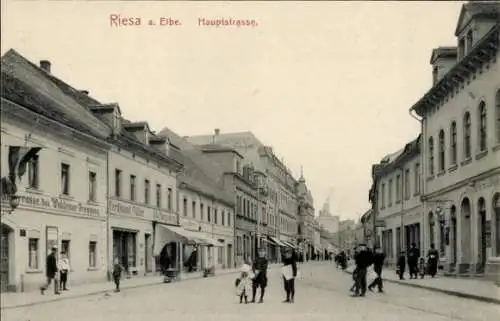 Ak Riesa an der Elbe Sachsen, Hauptstraße