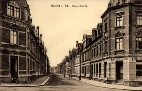 Ak Hartha in Sachsen, Bismarckstraße, Bäckerei Max Beegen