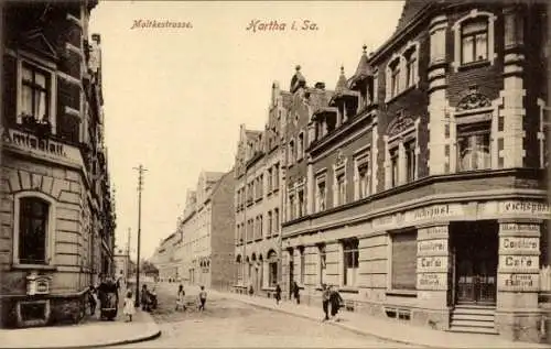 Ak Hartha in Sachsen, Moltkestraße, Café, Konditorei