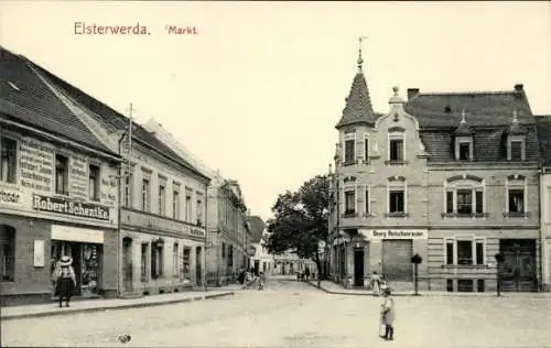 Ak Elsterwerda, Markt, Bekleidung Robert Schentke