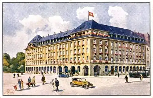 Künstler Ak Bâle Basel Stadt Schweiz, Hotel Royal