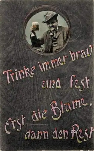 Ak Trinke immer brav und fest, erst die Gblume, dann den Rest