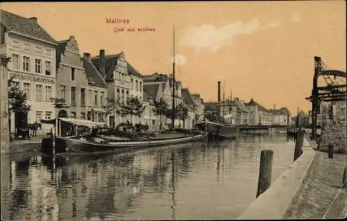 Ak Mechelen Mecheln Malines Flandern Antwerpen, Quai aux avoines