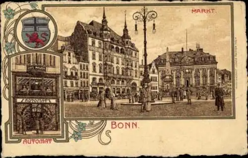 Litho Bonn am Rhein, Markt, Automat, Café Major