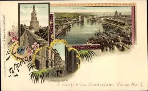Litho La Rochelle Charente Maritime, Vue générale, Tour des Sergents, Palais de Justice