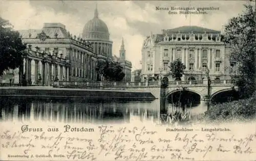 Ak Potsdam in Brandenburg, Neues Restaurant gegenüber dem Stadtschloss, Brücke