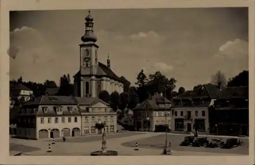 Ak Krásná Lípa Schönlinde Region Aussig, Marktplatz