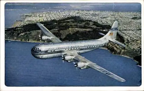 Ak Double decked Strato Clippers, Amerikanisches Passagierflugzeug, Pan Am