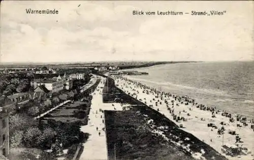 Ak Rostock Warnemünde, Blick vom Leuchtturm, Strandvillen