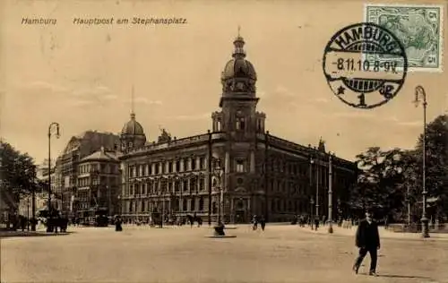 Ak Hamburg, Hauptpost am Stephansplatz