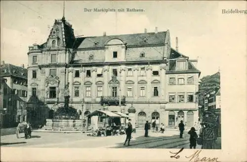 Ak Heidelberg am Neckar, Marktplatz, Rathaus