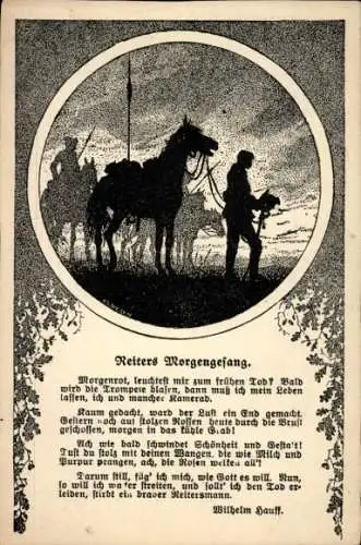 Künstler Ak Reiters Morgengesang, Wilhelm Hauff