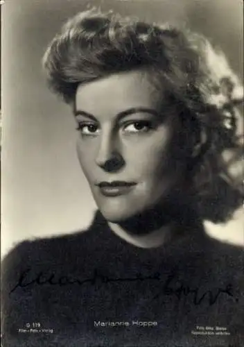 Ak Schauspielerin Marianne Hoppe, Portrait, Foto Binz, Autogramm