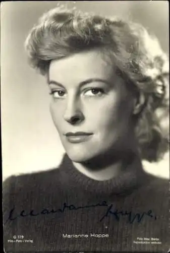 Ak Schauspielerin Marianne Hoppe, Portrait, Foto Binz, Autogramm