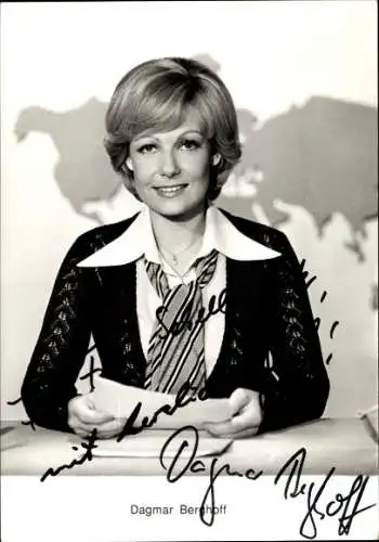 Ak Schauspielerin Dagmar Berghoff, Portrait, Autogramm, Tagesschau