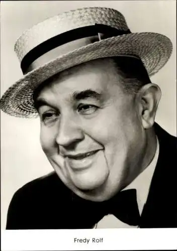 Ak Schauspieler Freddy Rolf. Portrait, Strohhut, Autogramm