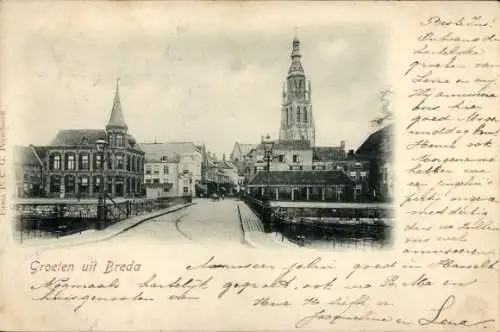 Ak Breda Nordbrabant Niederlande, Teilansicht, Kirche