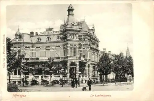 Ak Nijmegen Gelderland, Stationsstraat, Hotel Bellevue