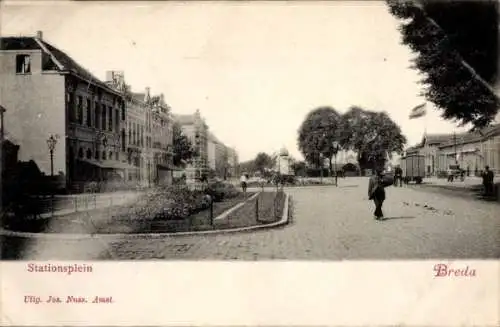 Ak Breda Nordbrabant Niederlande, Stationsplein